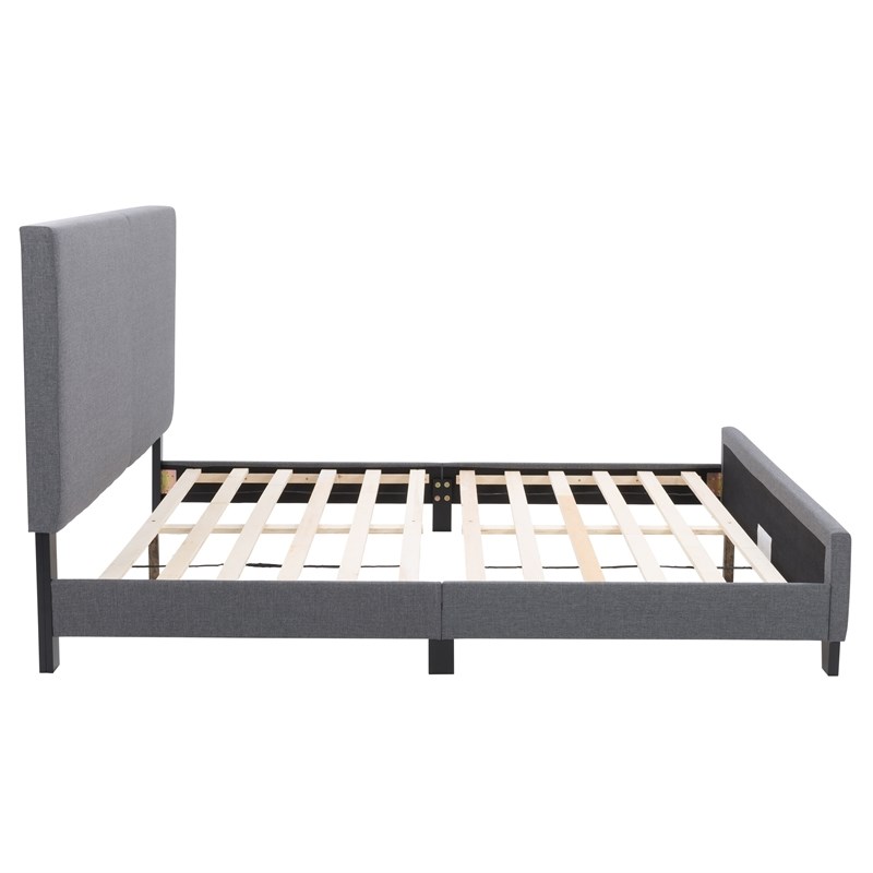 Atlin Designs Upholstered Engineered Wood Queen Bed in Gray
