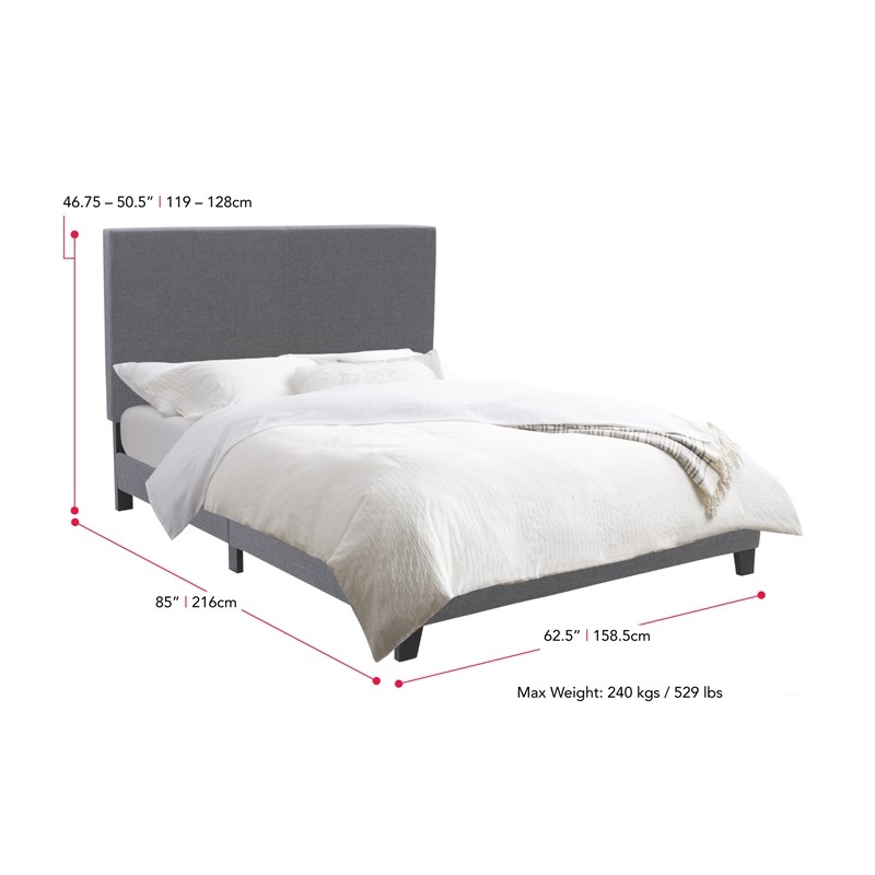 Atlin Designs Upholstered Engineered Wood Queen Bed in Gray