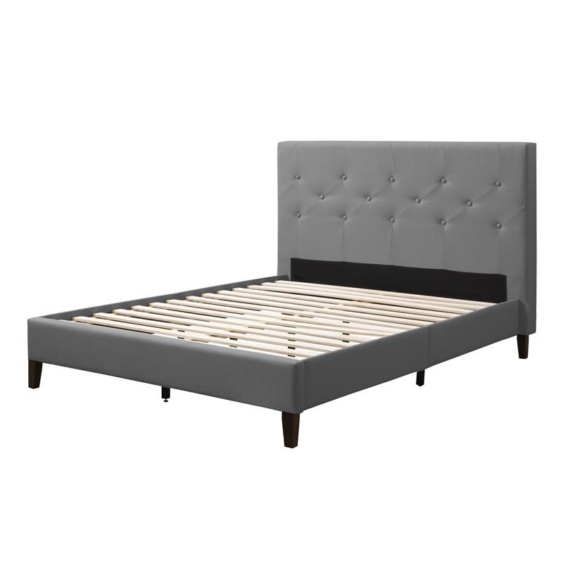 Atlin Designs Fabric Tufted Twin/Single Size Bed in Light Gray