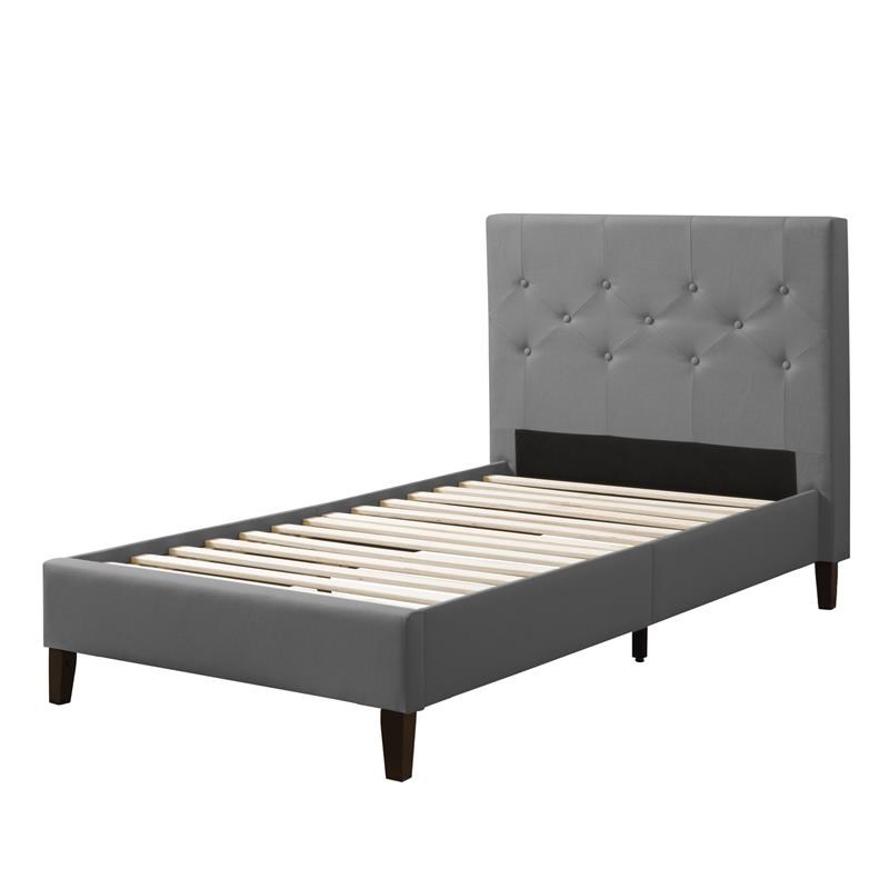 Atlin Designs Fabric Tufted Double/Full Size Bed in Light Gray