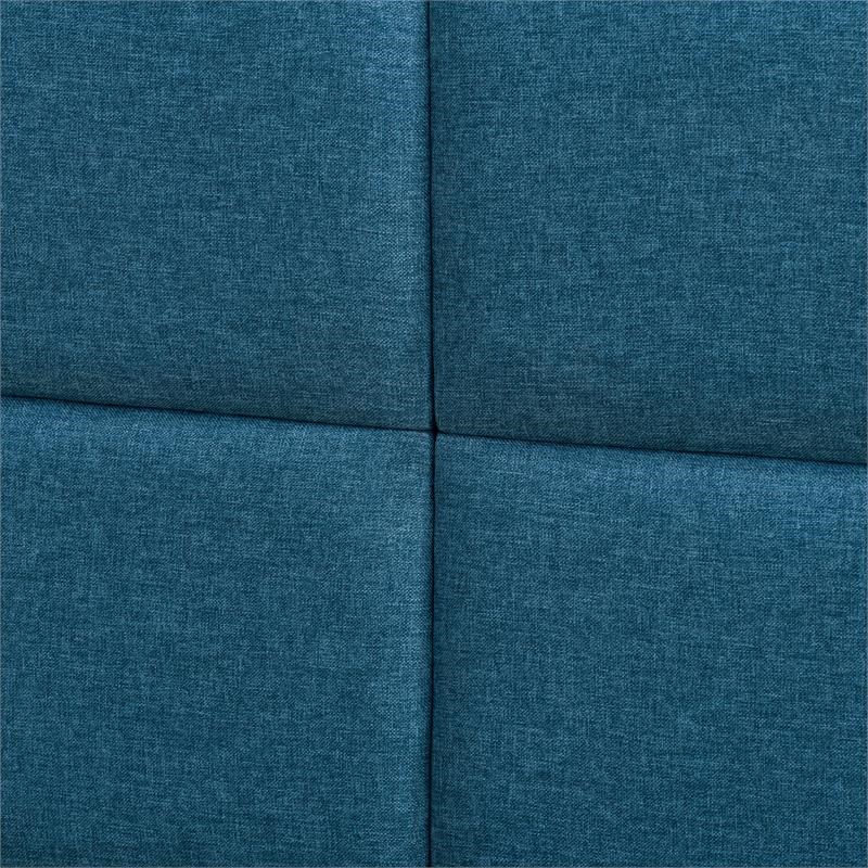 Atlin Designs Fabric Rectangle Panel Queen Bed Frame in Ocean Blue
