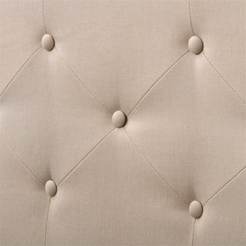 Atlin Designs Fabric Diamond Button Single/Twin Size Bed Frame in Cream