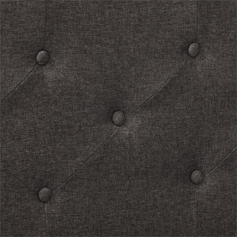 Atlin Designs Fabric Diamond Button Tufted Queen Size Bed Frame in Dark Gray