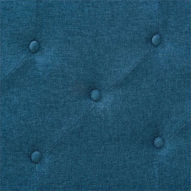 Atlin Designs Fabric Diamond Button Tufted Queen Size Bed Frame in Ocean Blue