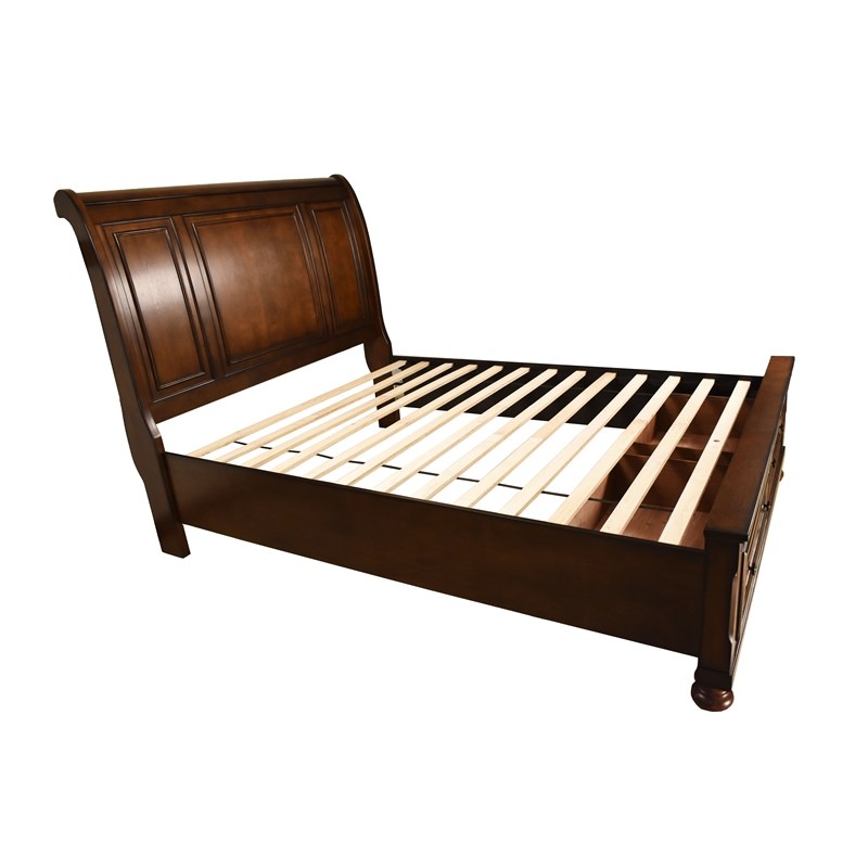 Atlin Designs Queen Storage Platform Bed Made with Wood in Dark Walnut