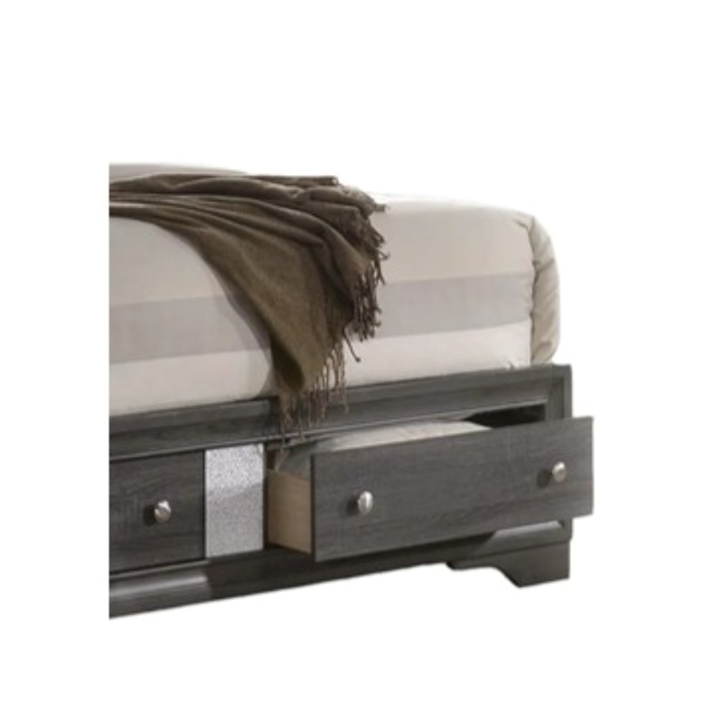 Atlin Designs Traditional Matrix Queen Size Storage Bed made with Wood in Gray