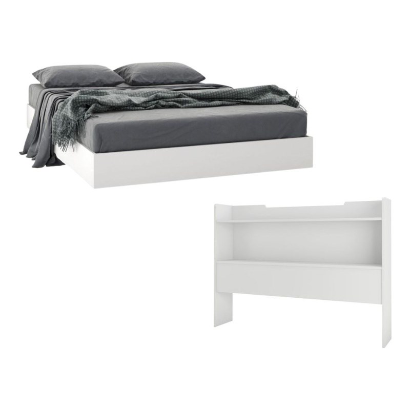 Atlin Designs Modern Engineered Wood 2 Piece Full Size Bedroom Set in White