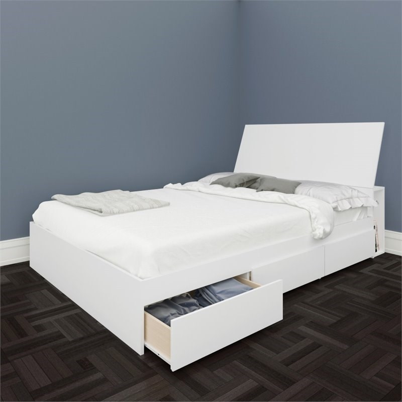 Atlin Designs Modern Wood 2 Piece Full Size Storage Bedroom Set in White