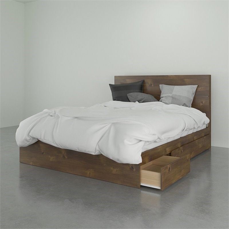 Atlin Designs Modern Wood 2 Piece Queen Size Bedroom Set in Mahogany