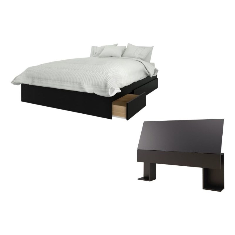 Atlin Designs Modern Engineered Wood 2 Piece Full Size Bedroom Set in Black