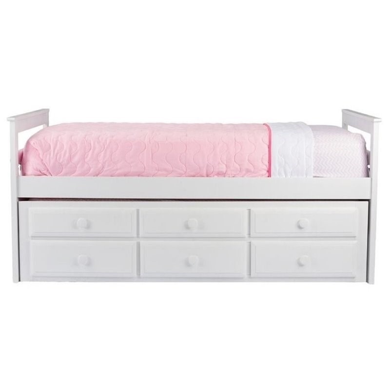 Rosebery Kids Twin Captain's Bed with Trundle in White