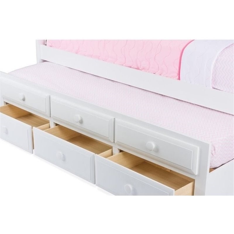 Rosebery Kids Twin Captain's Bed with Trundle in White