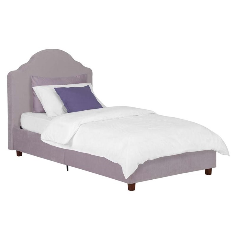 rosebery kids upholstered twin platform bed in light purple lilac rk