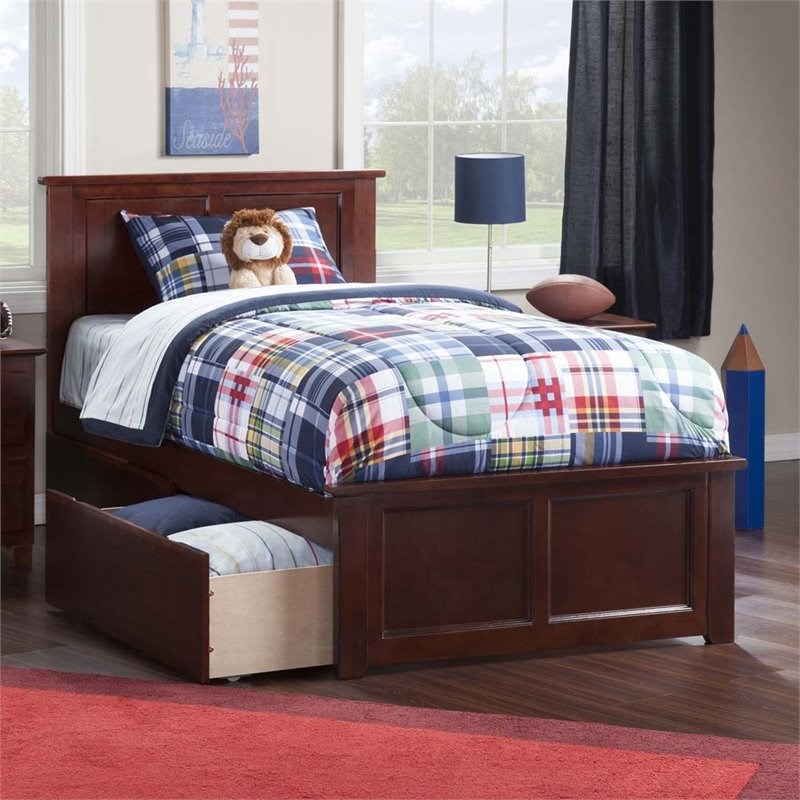 Rosebery Kids Twin XL Storage Platform Bed in Walnut Homesquare