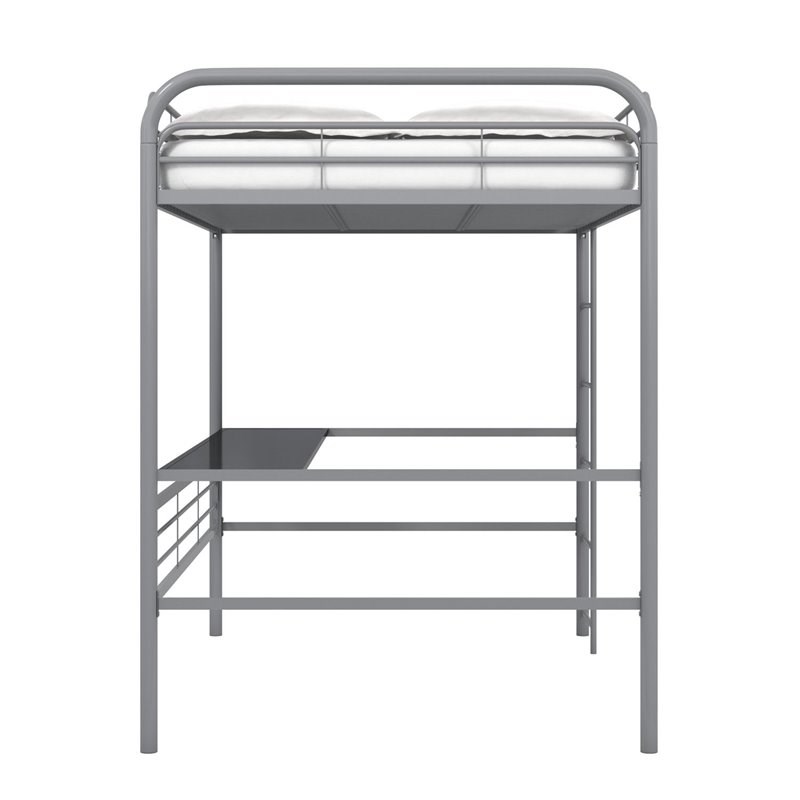 Rosebery Kids Full Metal Loft Bed With Desk In Gray And Black Rk 4866