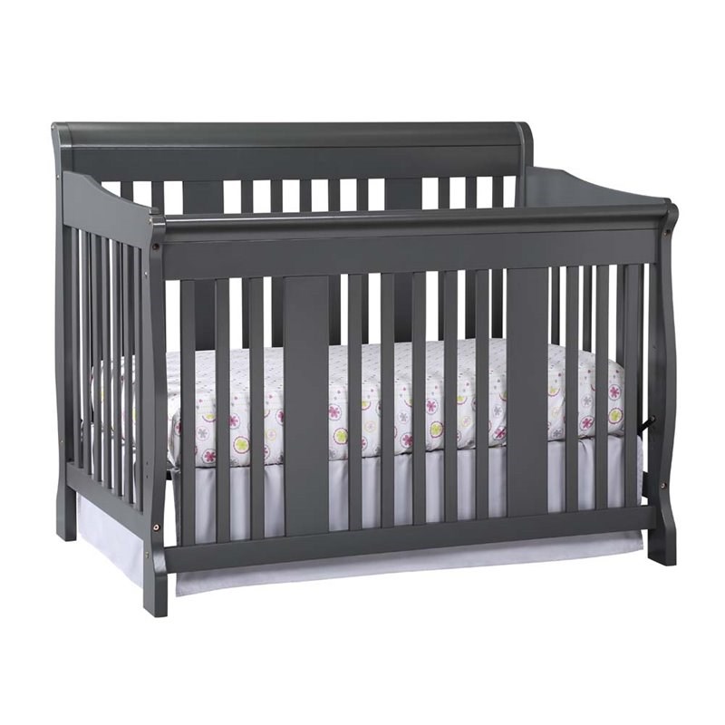 Rosebery Kids Traditional 4-in-1 Wood Convertible Crib in Gray