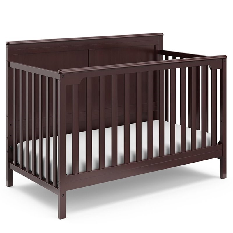 Rosebery Kids Traditional 4 in 1 Wood Convertible Crib in Espresso