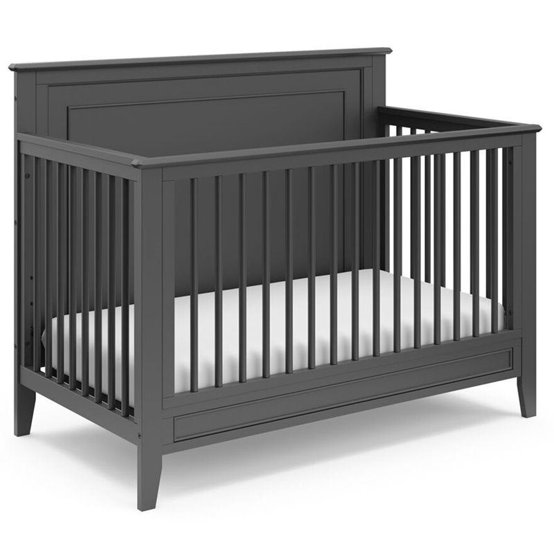 Rosebery Kids Traditional 4 in 1 Wood Convertible Crib in Gray