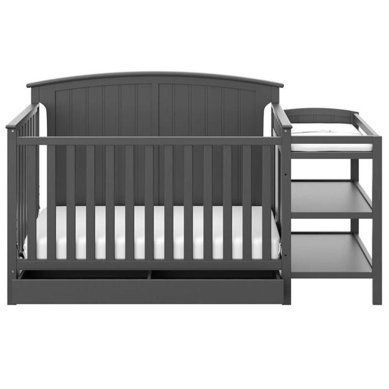Rosebery Kids Traditional 3 Piece Wood Convertible Crib Set in Gray