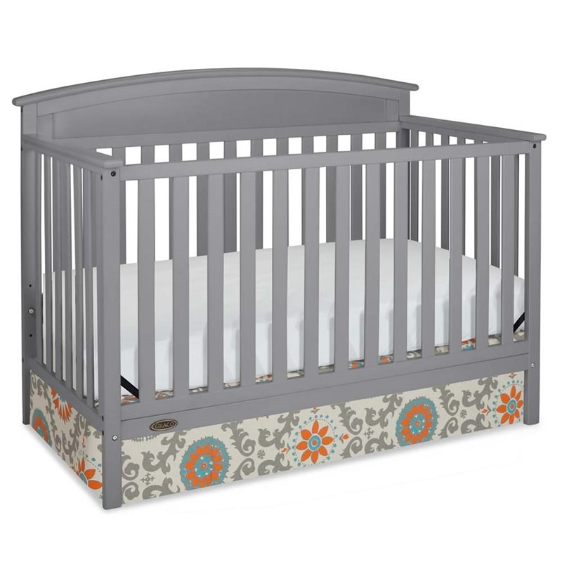 Rosebery Kids Traditional 4-in-1 Wood Convertible Crib in Pebble Gray