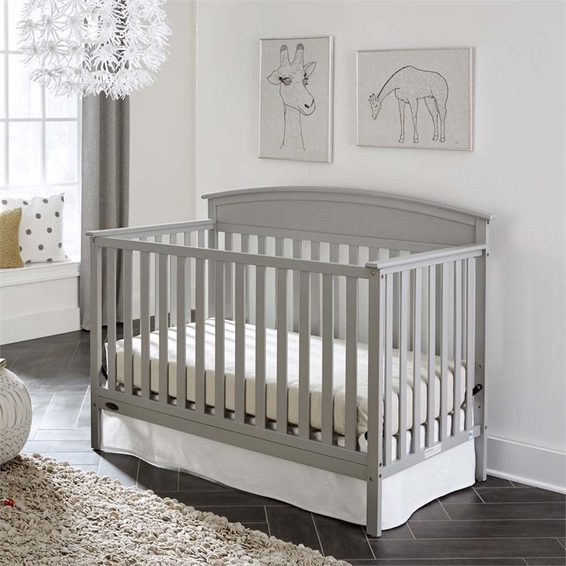 Rosebery Kids Traditional 4-in-1 Wood Convertible Crib in Pebble Gray