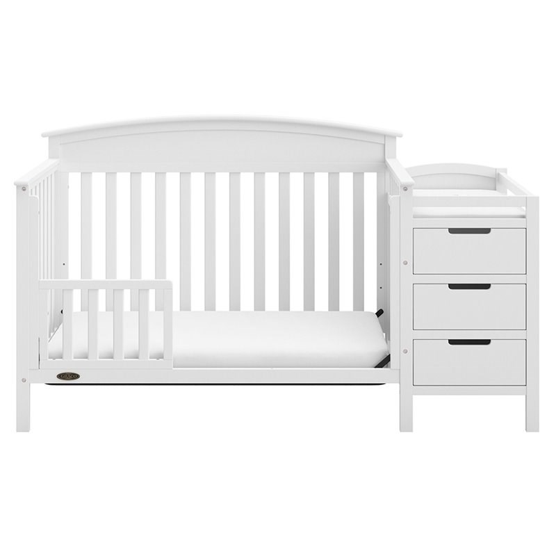 Rosebery Kids Traditional 5 in 1 Convertible Crib and Changer Set in White