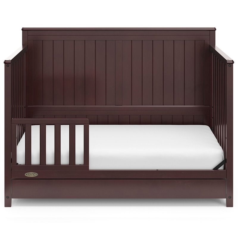 Rosebery Kids Traditional Wood 4 in 1 Convertible Crib with Drawer in Espresso