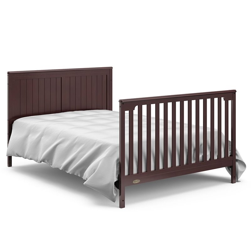 Rosebery Kids Traditional Wood 4 in 1 Convertible Crib with Drawer in Espresso