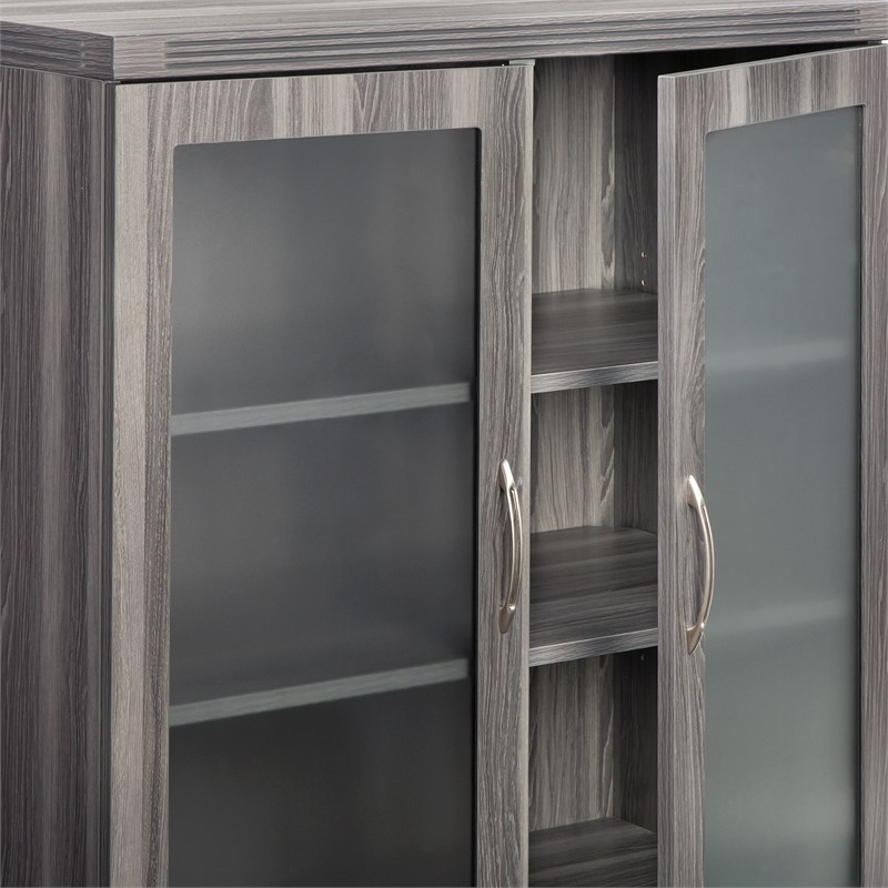 Mayline Aberdeen Series Glass Display Cabinet in Gray Steel