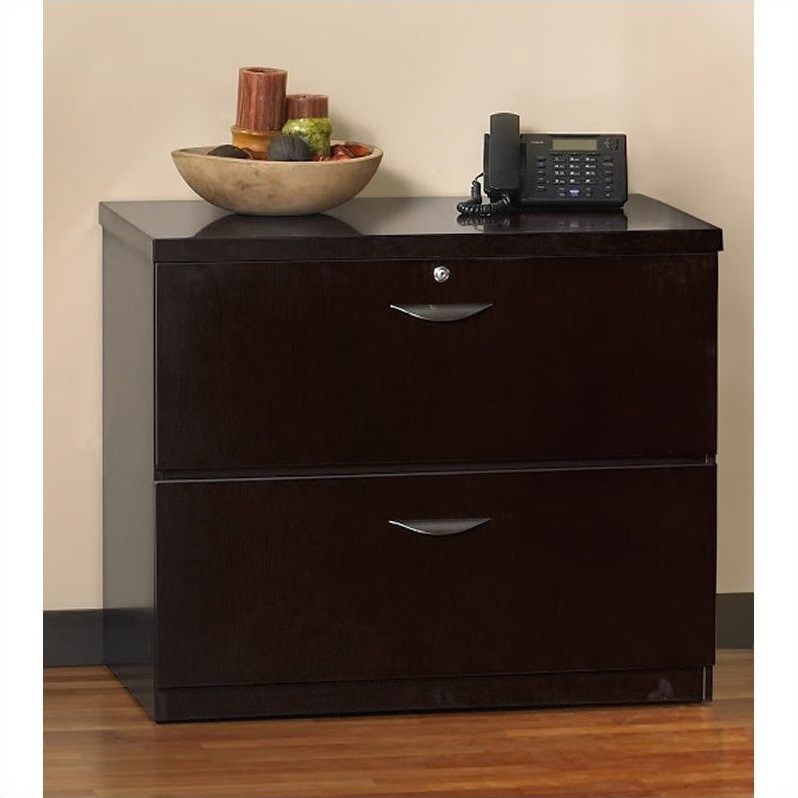 Mayline Mira Unfinished Top Lateral 2 Drawer File in Espresso