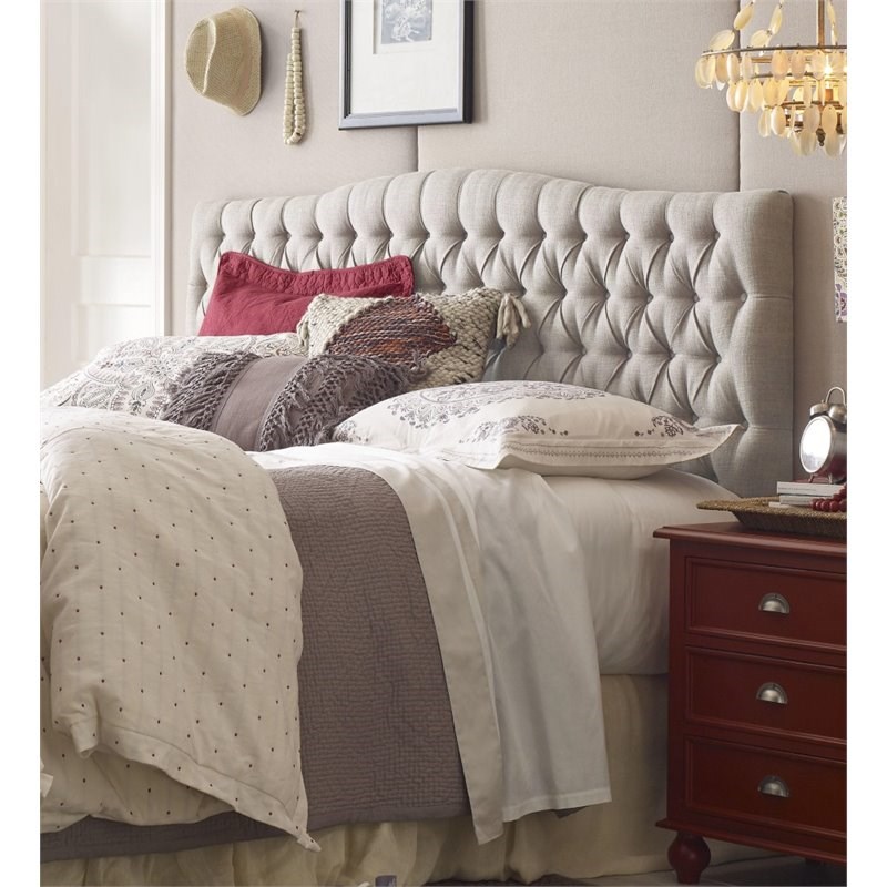 elle decor king tufted panel headboard in beige ff16062h