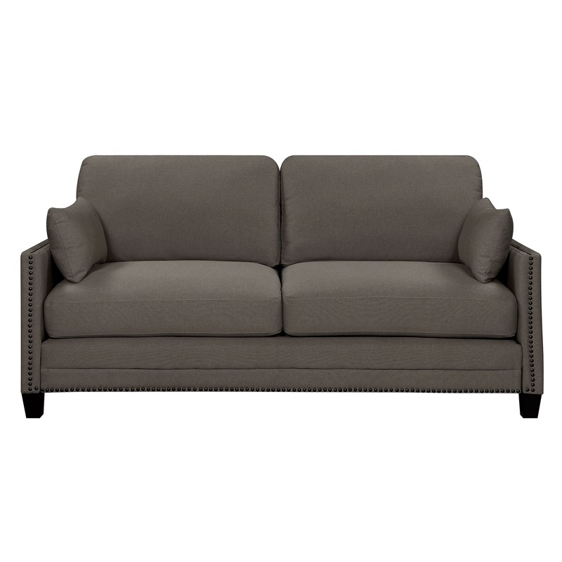 Elle Decor Bella Nailhead Fabric Sofa in French Gray Homesquare