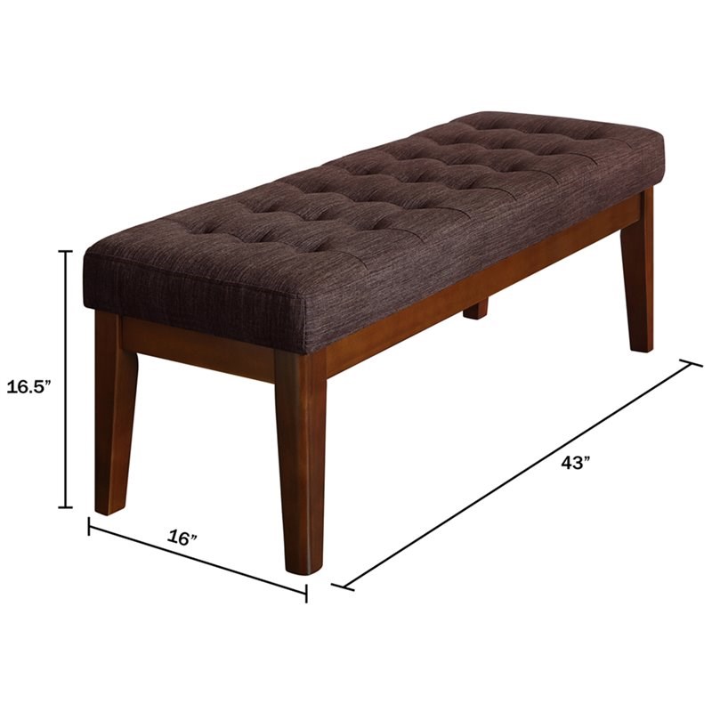 Elle Decor Claire Tufted Bench in Chocolate Brown | Homesquare