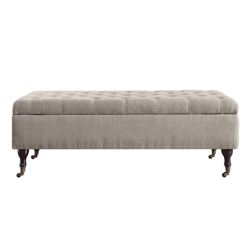 Elle Decor Collette Tufted Storage Bench in French Linen 