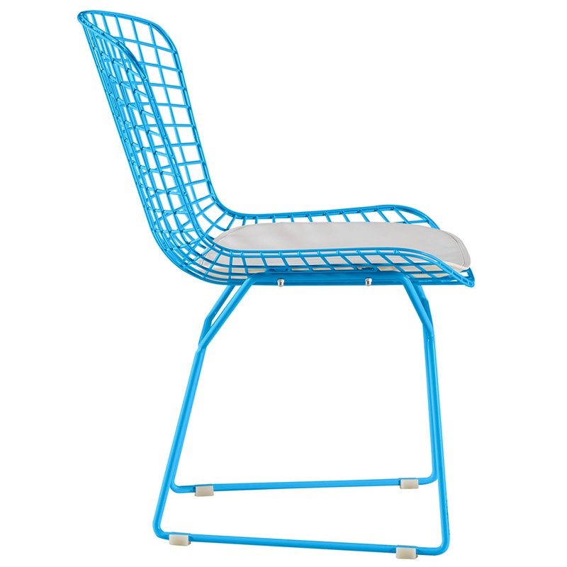 Elle Decor Holly Wire Dining Side Chair in French Turquoise (Set of 2