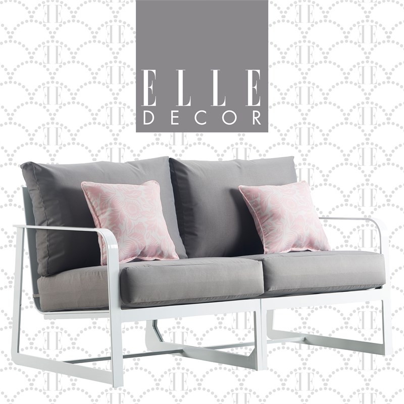 Elle Decor Mirabelle Outdoor Sofa in Gray and French White