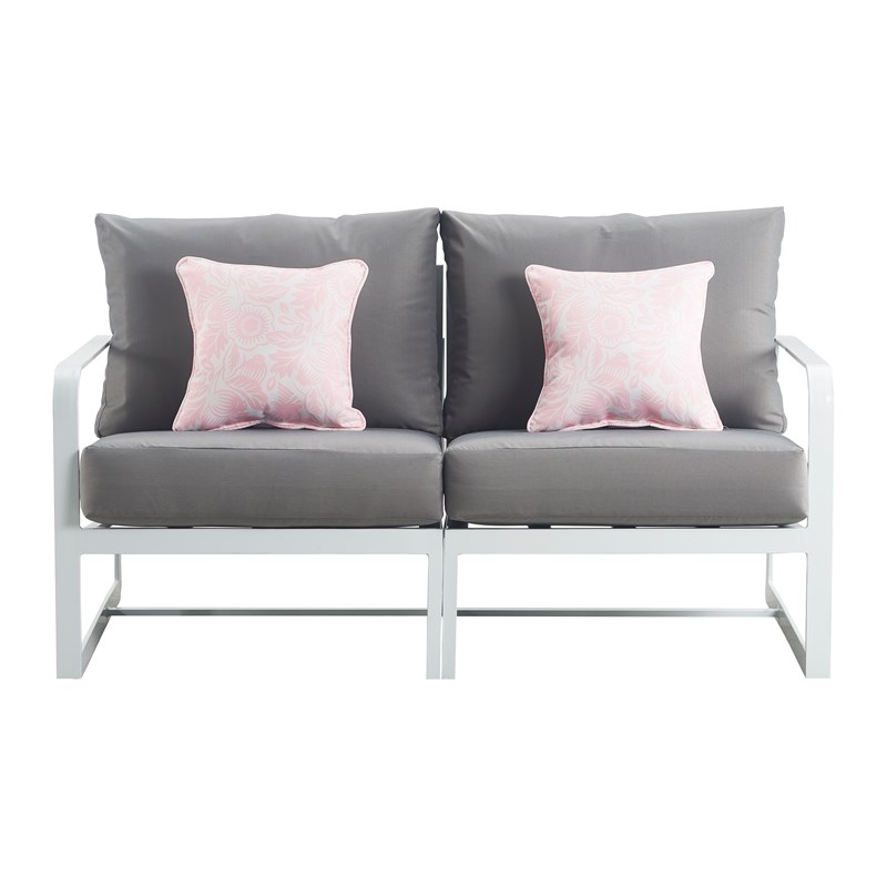 Elle Decor Mirabelle Outdoor Sofa in Gray and French White