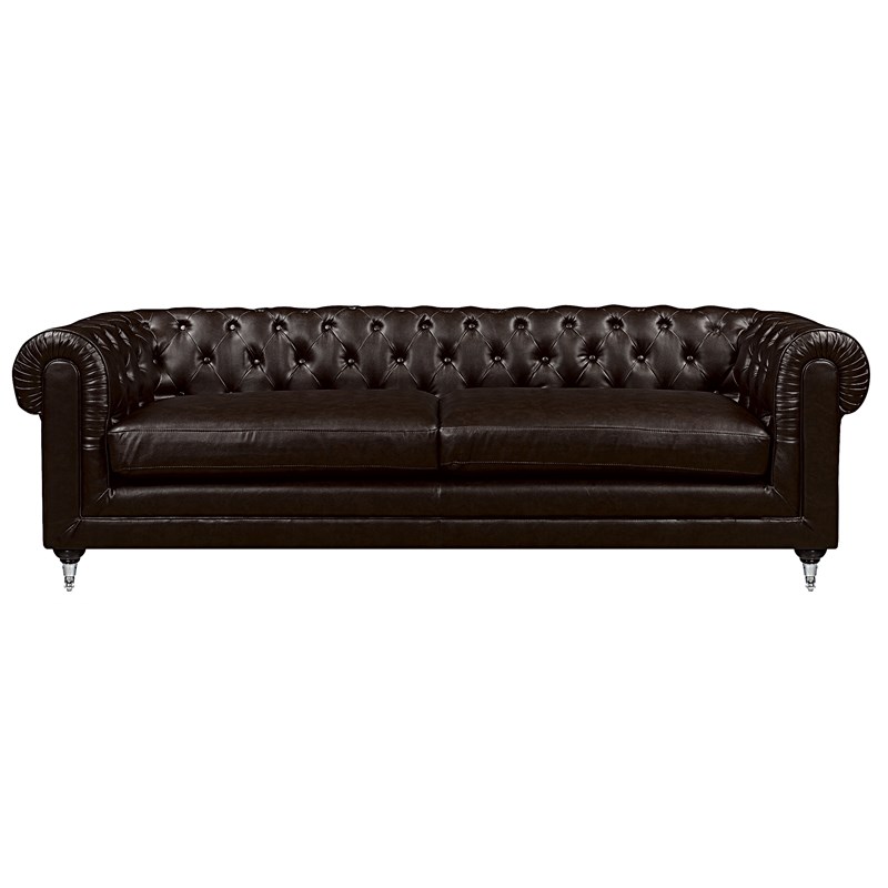 Elle Decor Amery Tufted Sofa in French Brown Homesquare