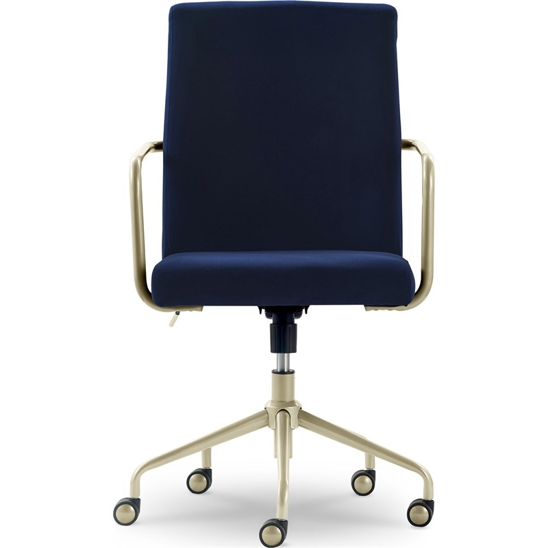 Elle Decor Giselle Gold Desk Chair Navy Blue Velvet Homesquare