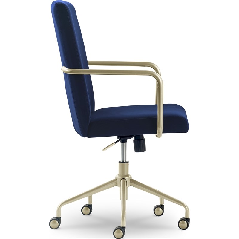 Elle Decor Giselle Gold Desk Chair Navy Blue Velvet Homesquare