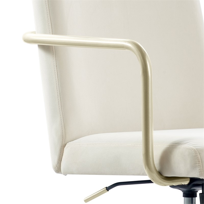 Elle Decor Giselle Gold Desk Chair French Cream Velvet Homesquare