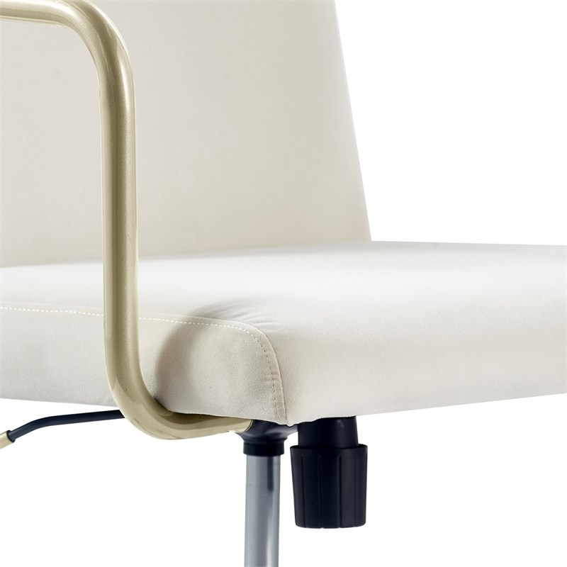Elle Decor Giselle Gold Desk Chair French Cream Velvet Homesquare