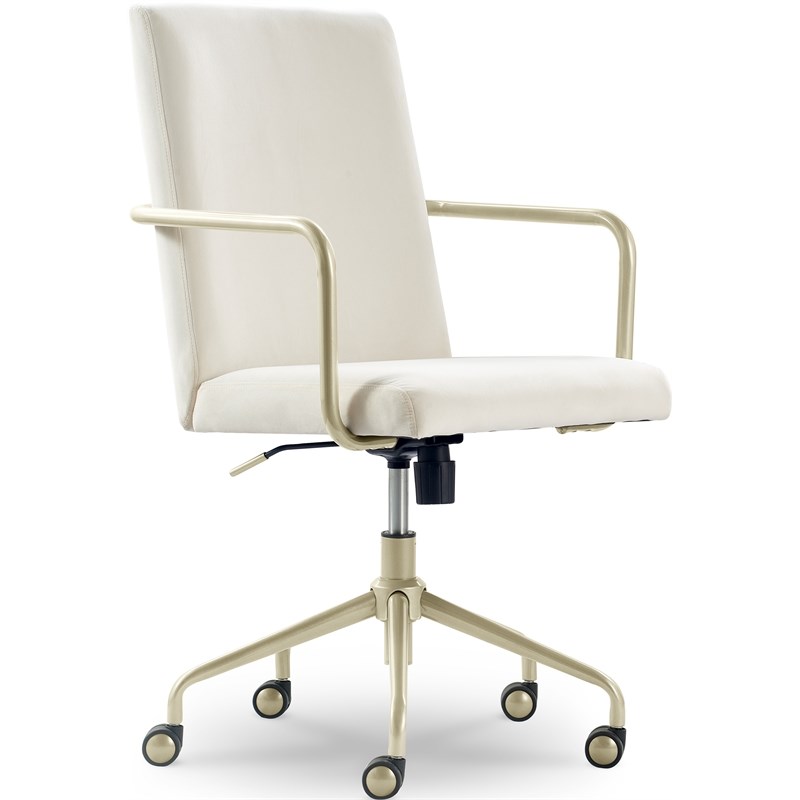 Elle Decor Giselle Gold Desk Chair French Cream Velvet Homesquare