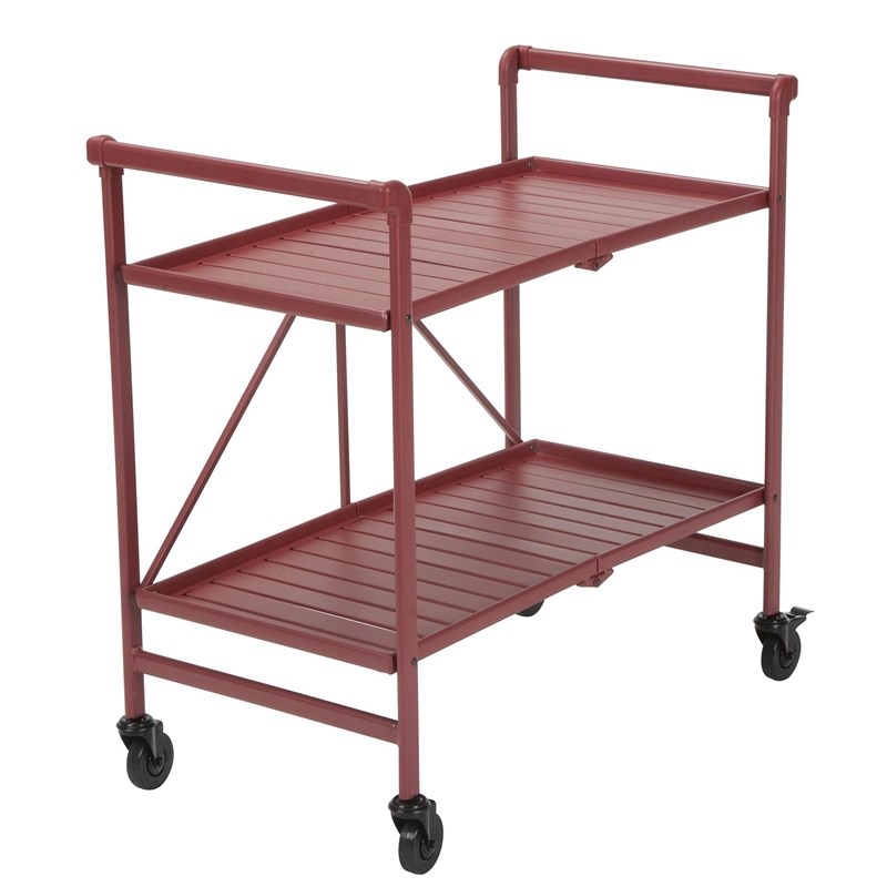 Cosco SMARTFOLD Folding Serving Bar Cart in Ruby Red
