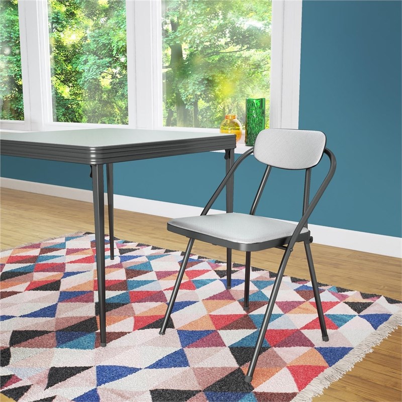 COSCO Stylaire Vinyl Padded Folding Chair in Gray (4Pack) Homesquare