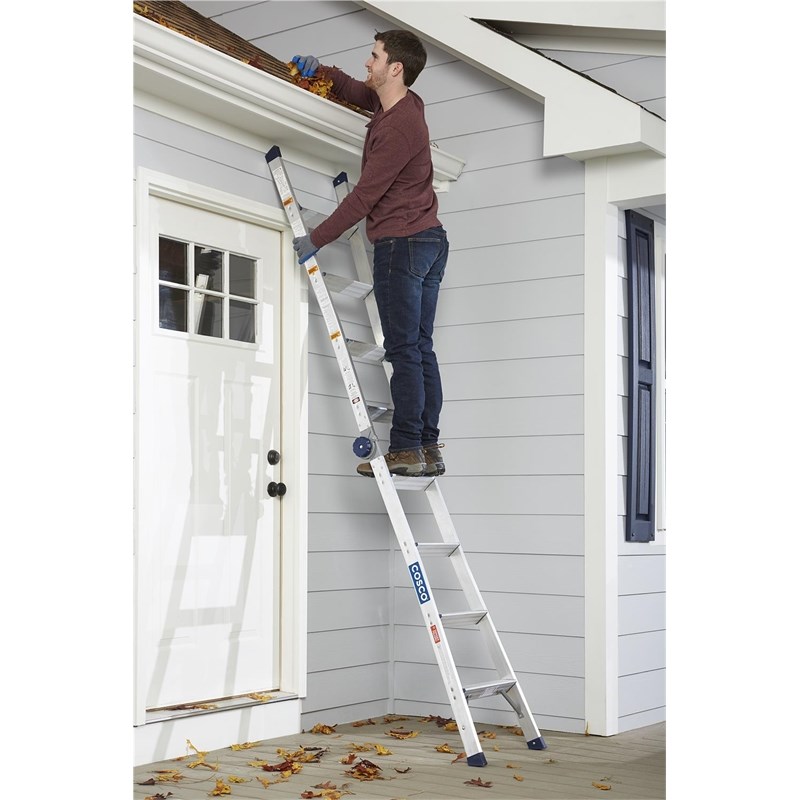 cosco 2-in-1 aluminum step and extension ladder with 16' max reach ...