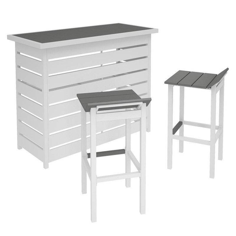 CosmoLiving by Cosmopolitan Ariesa 3 Piece Outdoor Bar Set in White and