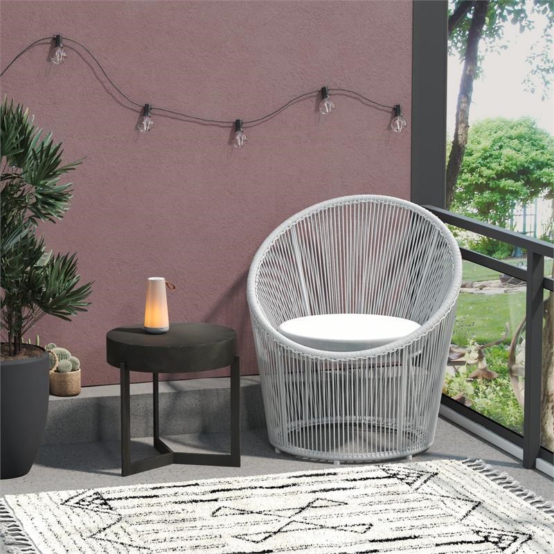 CosmoLiving by Cosmopolitan Taura Resin Rope Lounge Chair in Light Gray