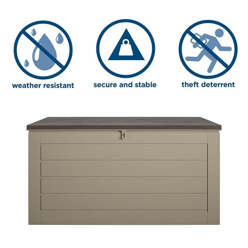 Cosco Outdoor Patio Deck Storage Box Extra Large 180 Gallons in Tan