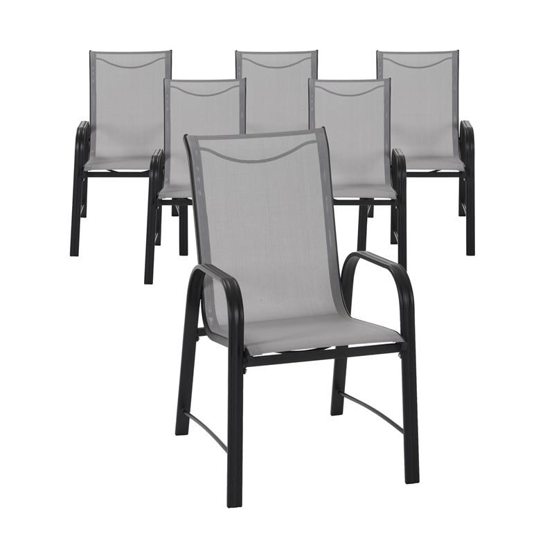 COSCO Outdoor Living Paloma Patio Dining Chairs Light Gray Sling (6-Pack)